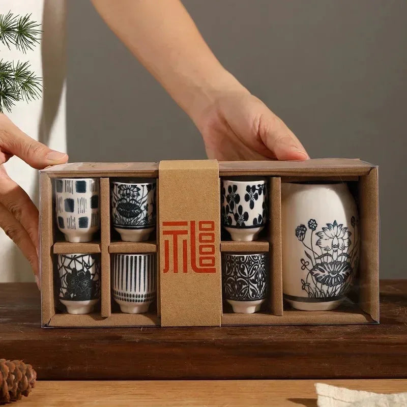 Japanische Keramikbecher-Set | Probier-Set mit Krug – drinkware-SeemSeem