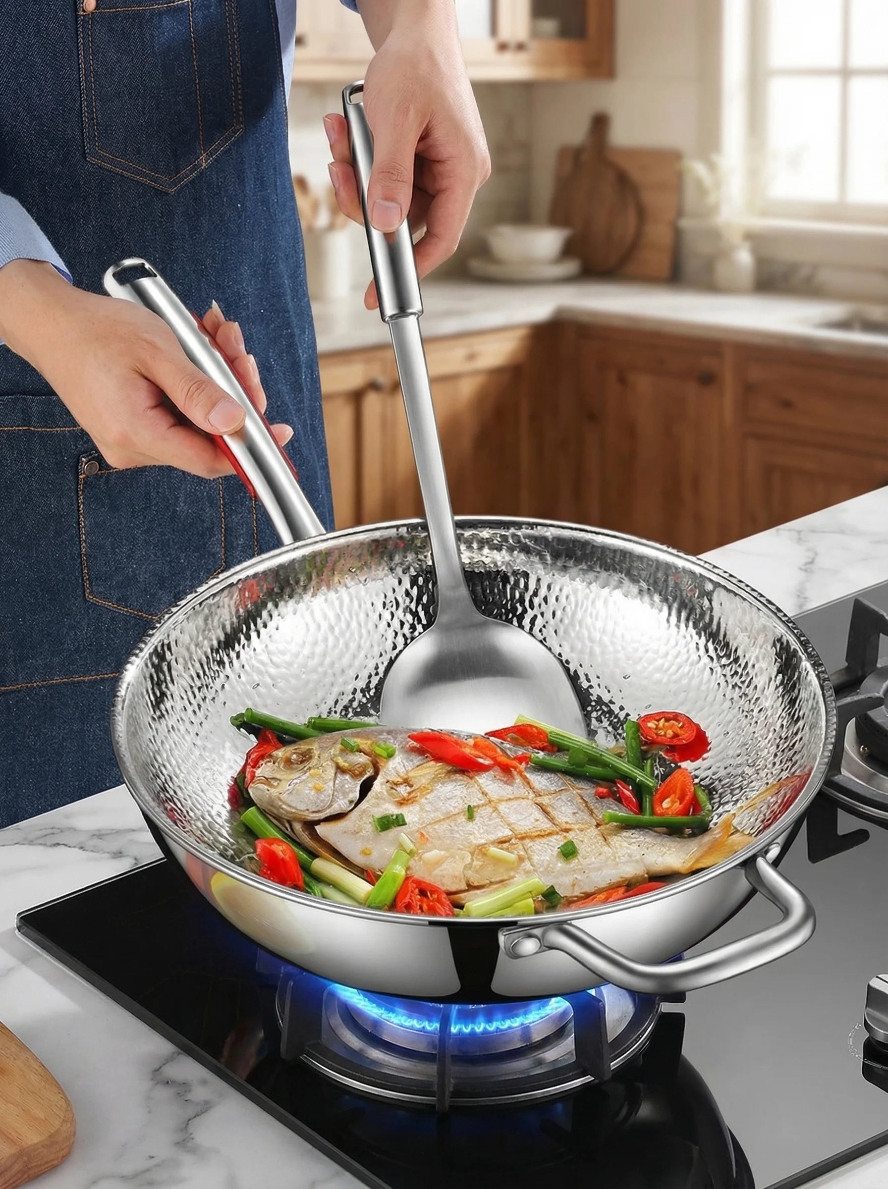 Sartén Wok Para Inducción | Wok De Acero Inoxidable Para Cocinar-Frying Pan-SeemSeem