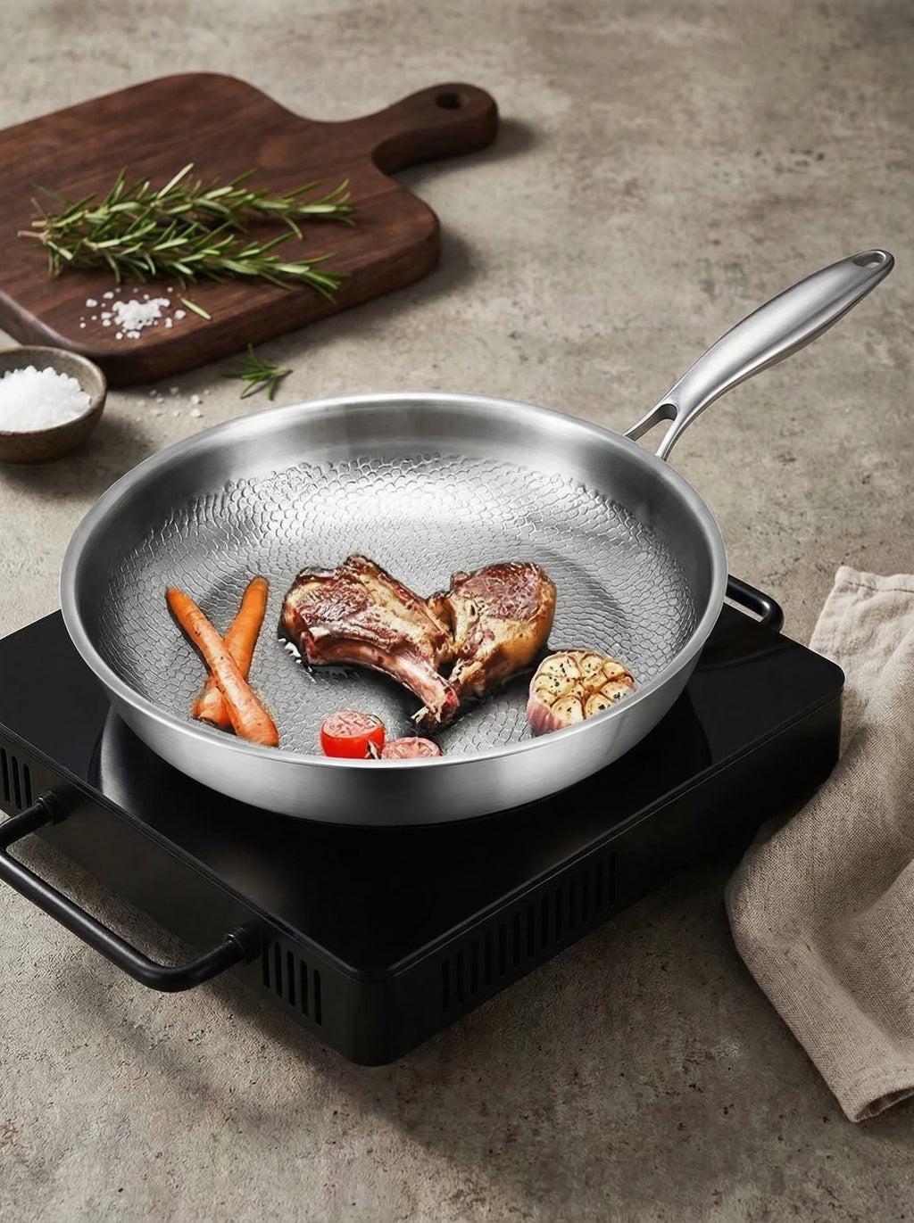 Sartén De Acero Inoxidable Para Inducción | Sartén Antiadherente-Frying Pan-SeemSeem