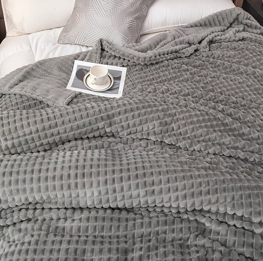 Geriffelte Flanelldecke | Weiche Decke für Sofa und Bett - SeemSeem
