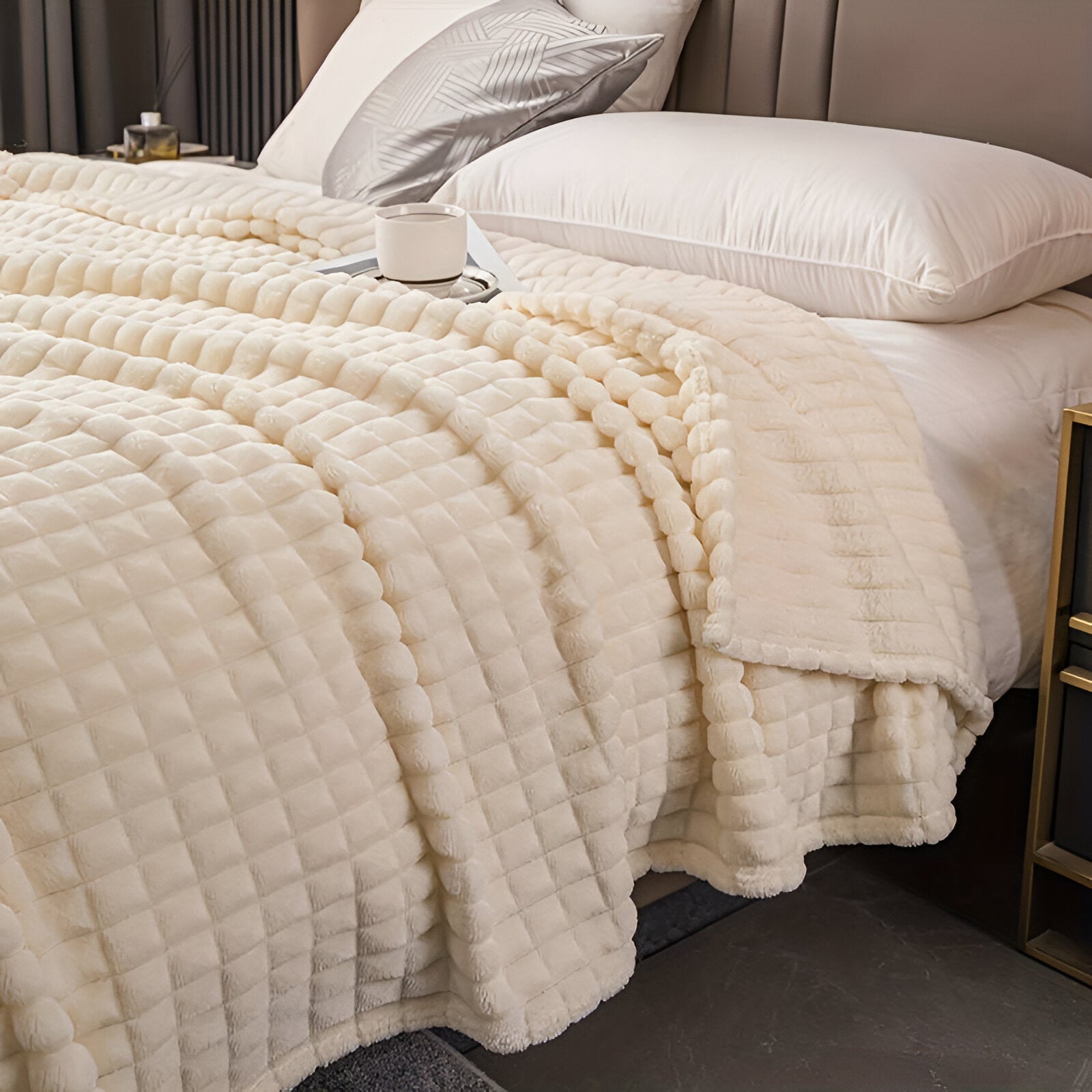 Geriffelte Flanelldecke | Weiche Decke für Sofa und Bett-Blanket-SeemSeem