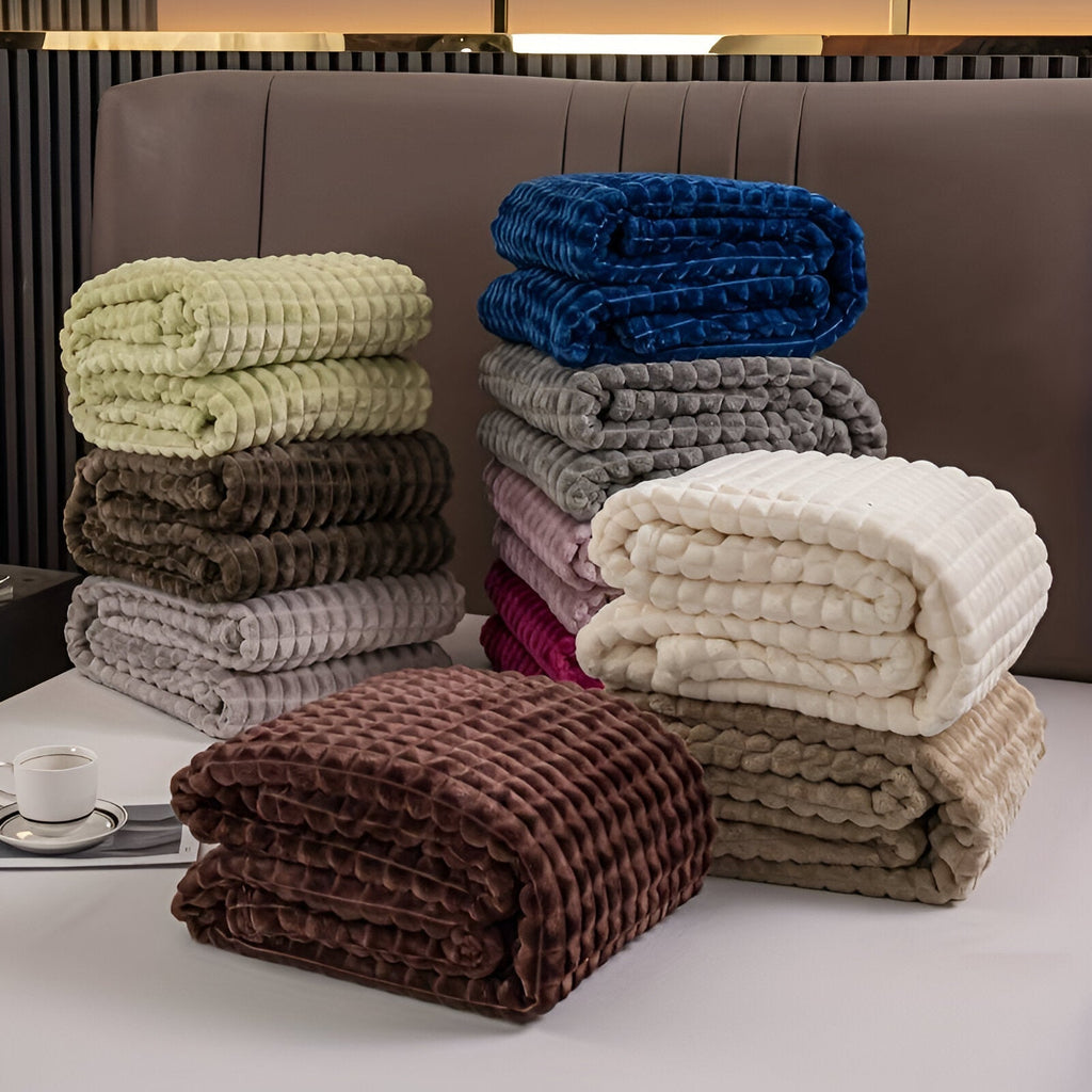 Geriffelte Flanelldecke | Weiche Decke für Sofa und Bett - Blanket-SeemSeem