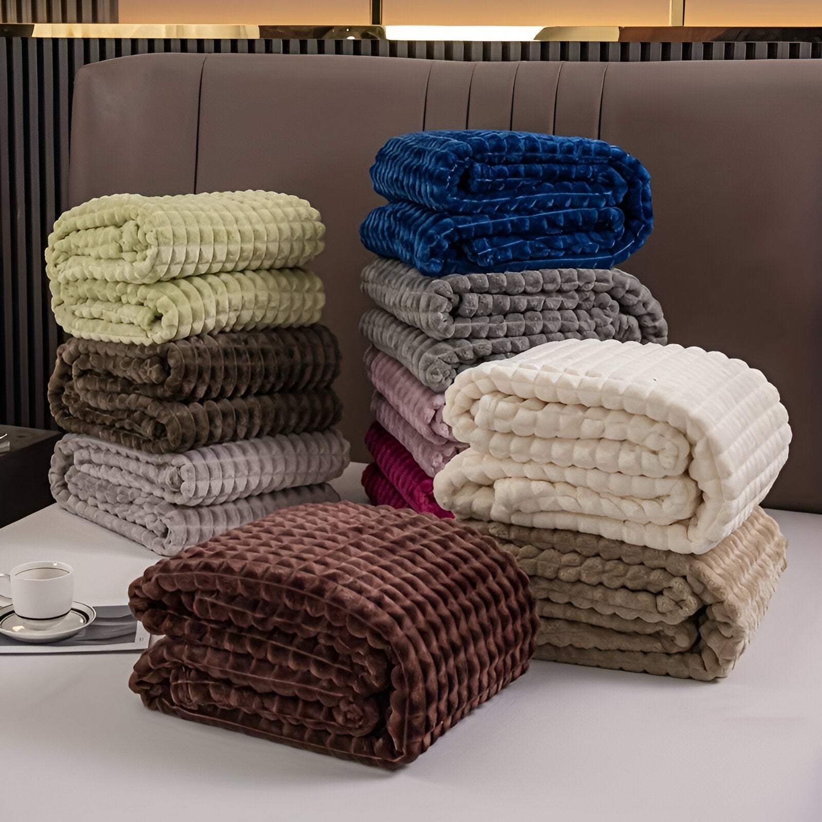 Geriffelte Flanelldecke | Weiche Decke für Sofa und Bett - Blanket-SeemSeem