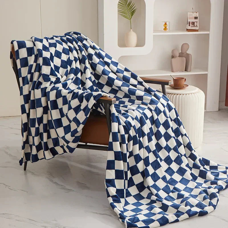 Manta Cuadros Checkerboard | Cobija Decorativa Suave Para Sofá Y Cama-Blankets-SeemSeem