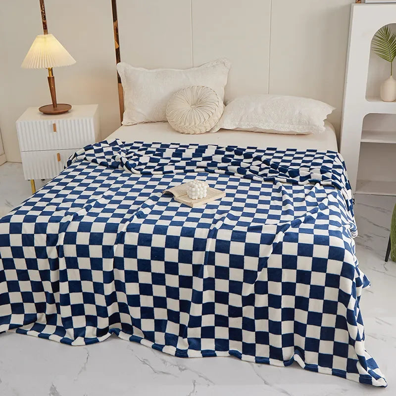 Manta Cuadros Checkerboard | Cobija Decorativa Suave Para Sofá Y Cama-Blankets-SeemSeem