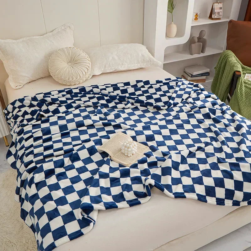 Manta Cuadros Checkerboard | Cobija Decorativa Suave Para Sofá Y Cama-Blankets-SeemSeem