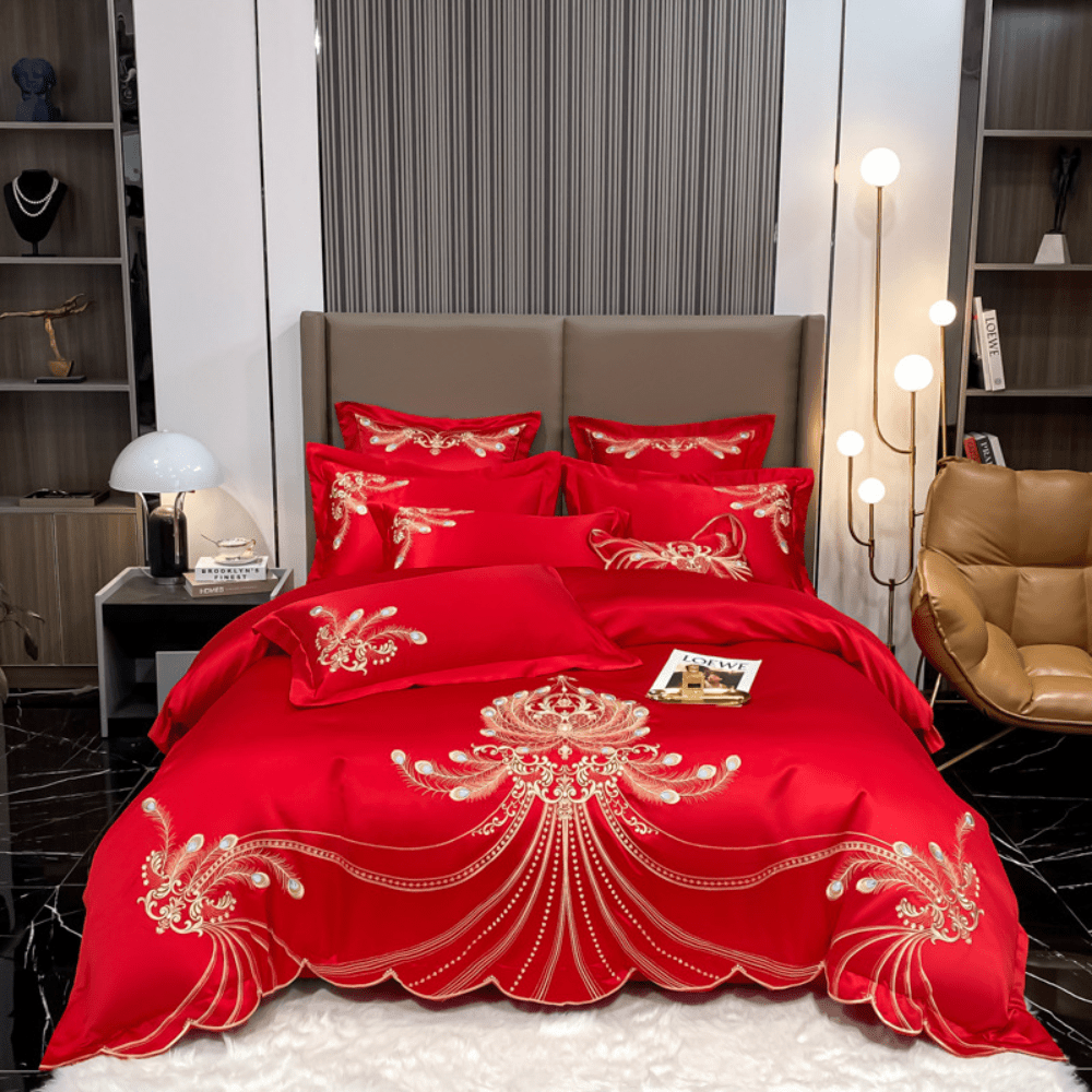 Juego De Cama Bordado De Lujo | Funda Nórdica Elegante Con Detalles Ornamentales-Beddings-SeemSeem