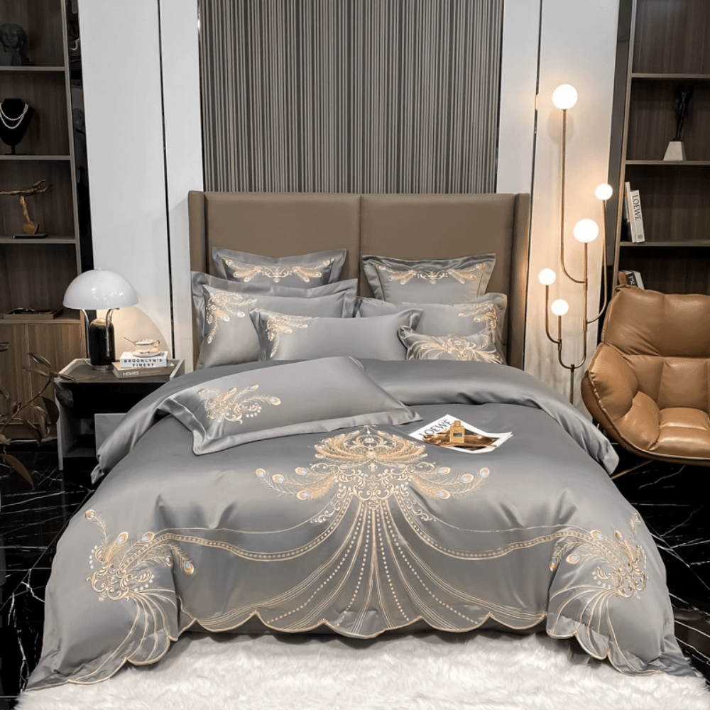 Juego De Cama Bordado De Lujo | Funda Nórdica Elegante Con Detalles Ornamentales-Beddings-SeemSeem