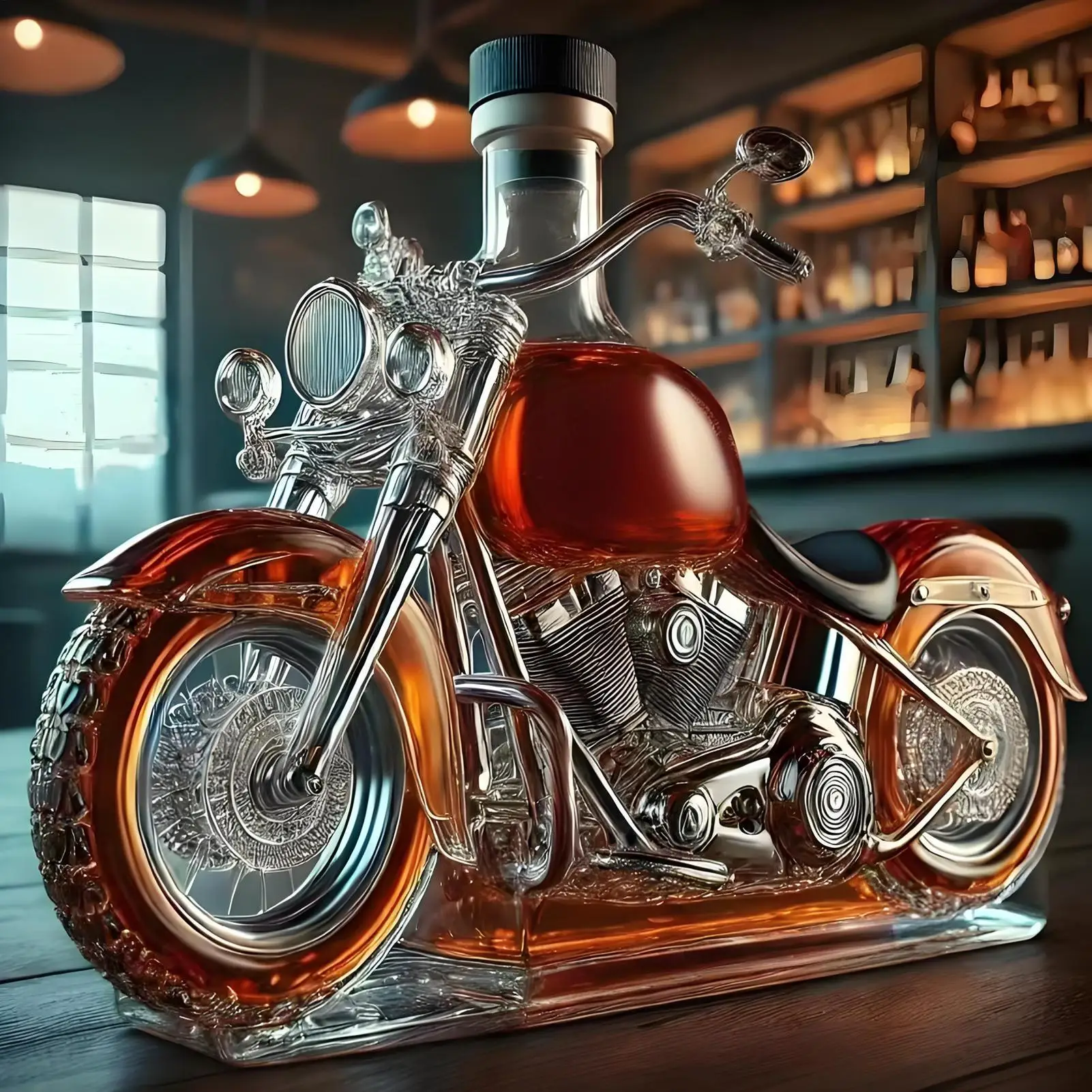 Decantador de Whisky Motocicleta Clásica | Recipiente Transparente Tapón Superior Para Bebidas-decanters-SeemSeem