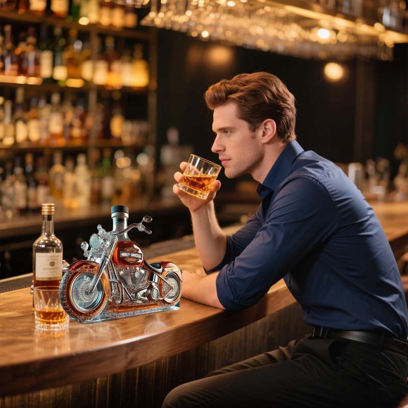Decantador de Whisky Motocicleta Clásica | Recipiente Transparente Tapón Superior Para Bebidas-decanters-SeemSeem