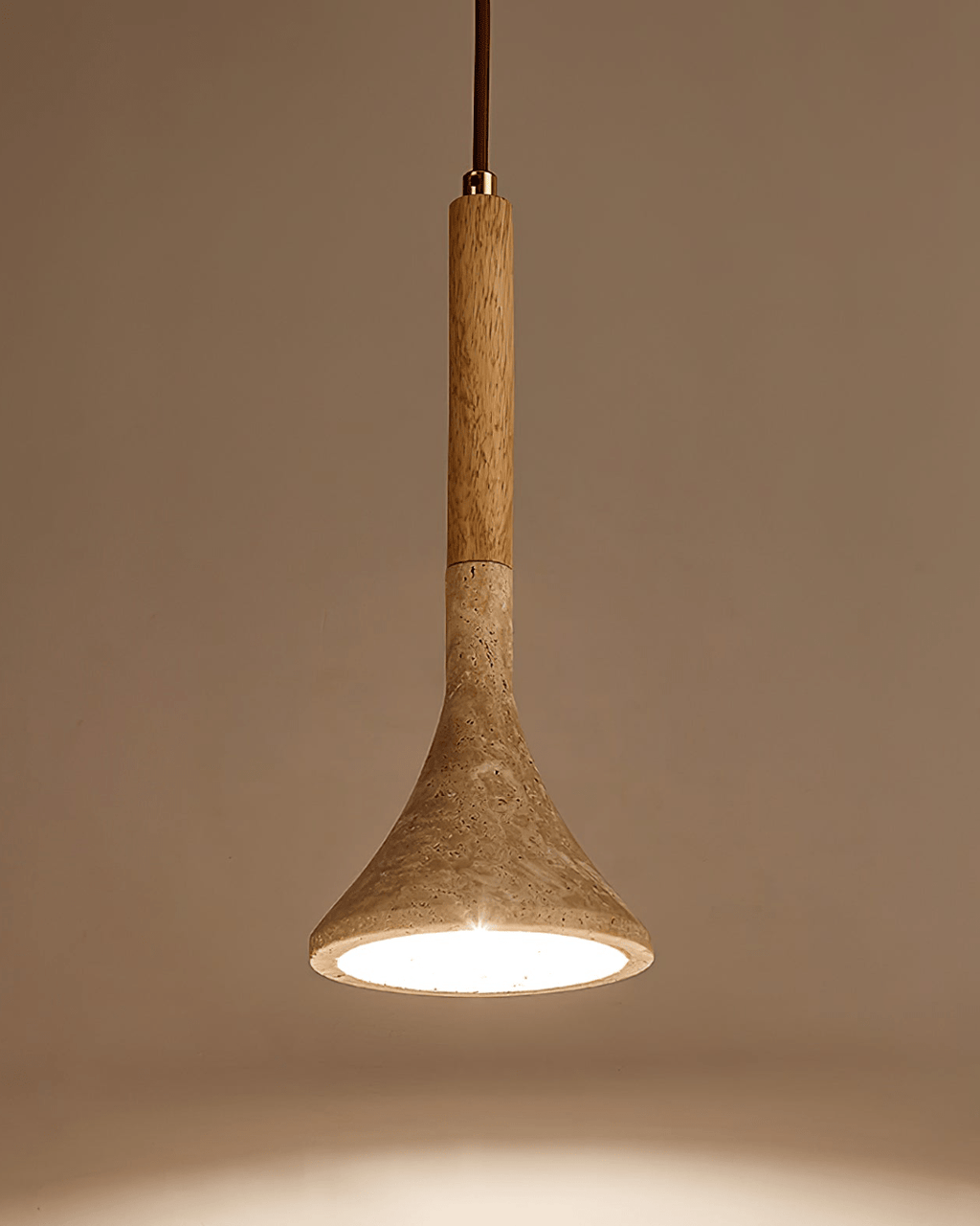 Lámpara Colgante Travertino | Diseño Minimalista Con Detalles De Madera-Lamp-SeemSeem