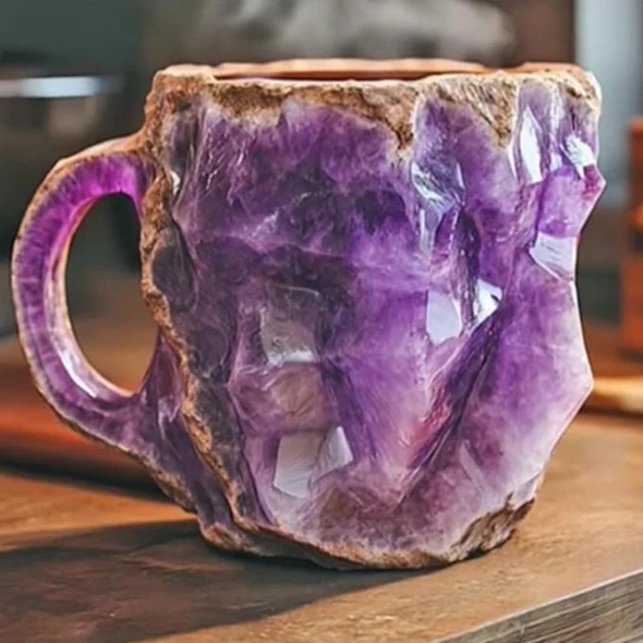 Taza Efecto Cristal Mineral | Asa Integrada Forma Irregular Para Café y Té-mugs-SeemSeem