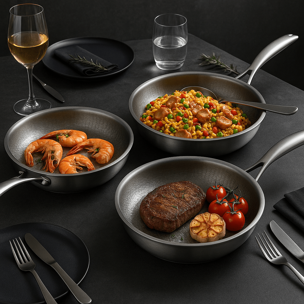 Sartén Acabado Martillado | Mango Largo Superficie Circular Para Cocina-pans-SeemSeem