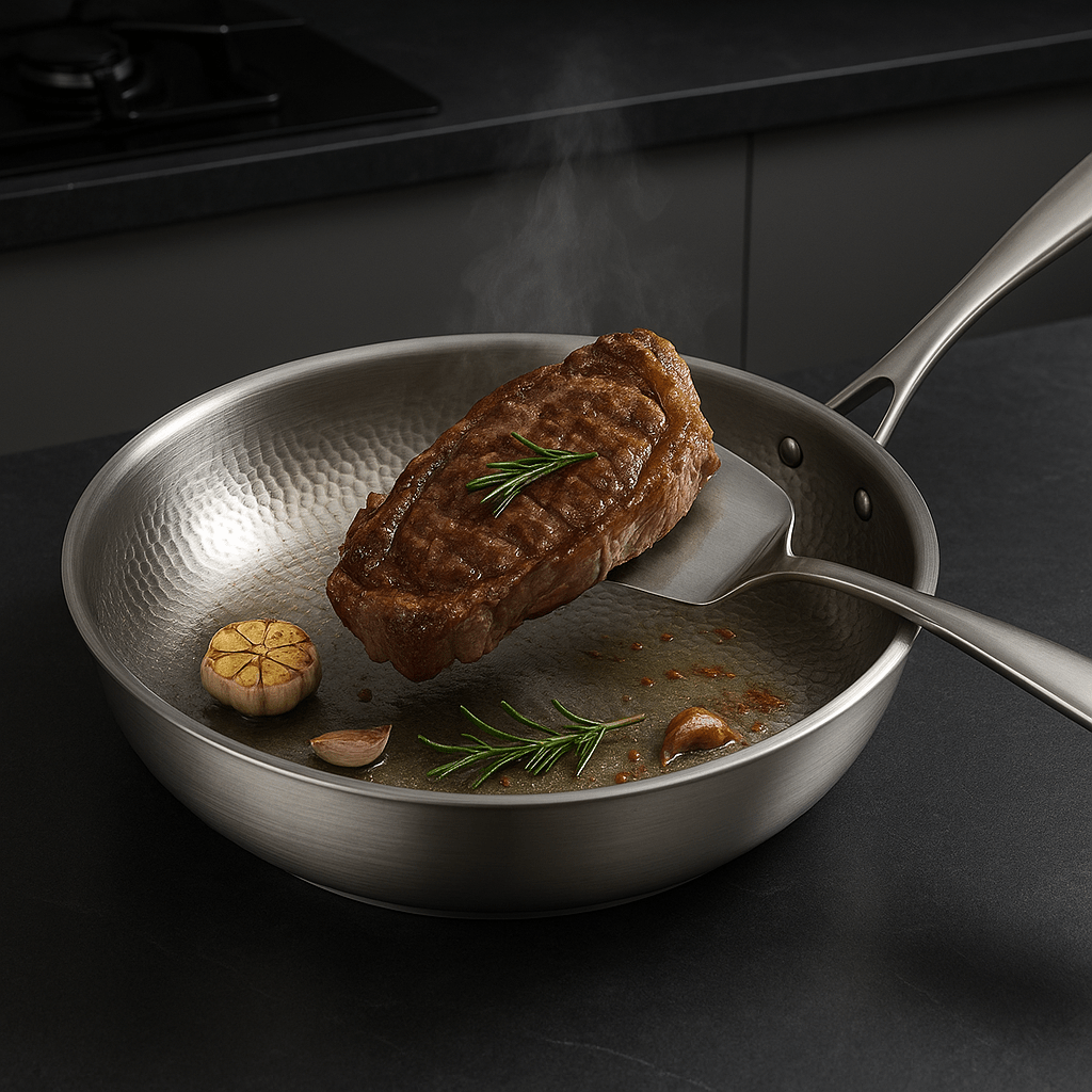 Sartén Acabado Martillado | Mango Largo Superficie Circular Para Cocina-pans-SeemSeem