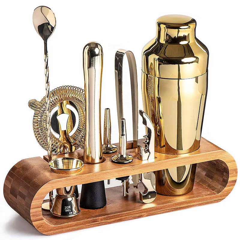 Professionelles Cocktail-Set | Bartender-Kit mit Bambusständer-barware-SeemSeem