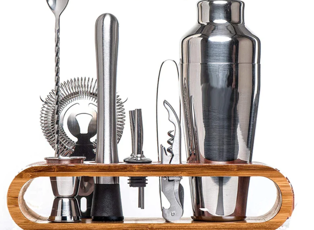 Professionelles Cocktail-Set | Barkeeper-Kit mit Bambusständer – Bargeschirr-SeemSeem