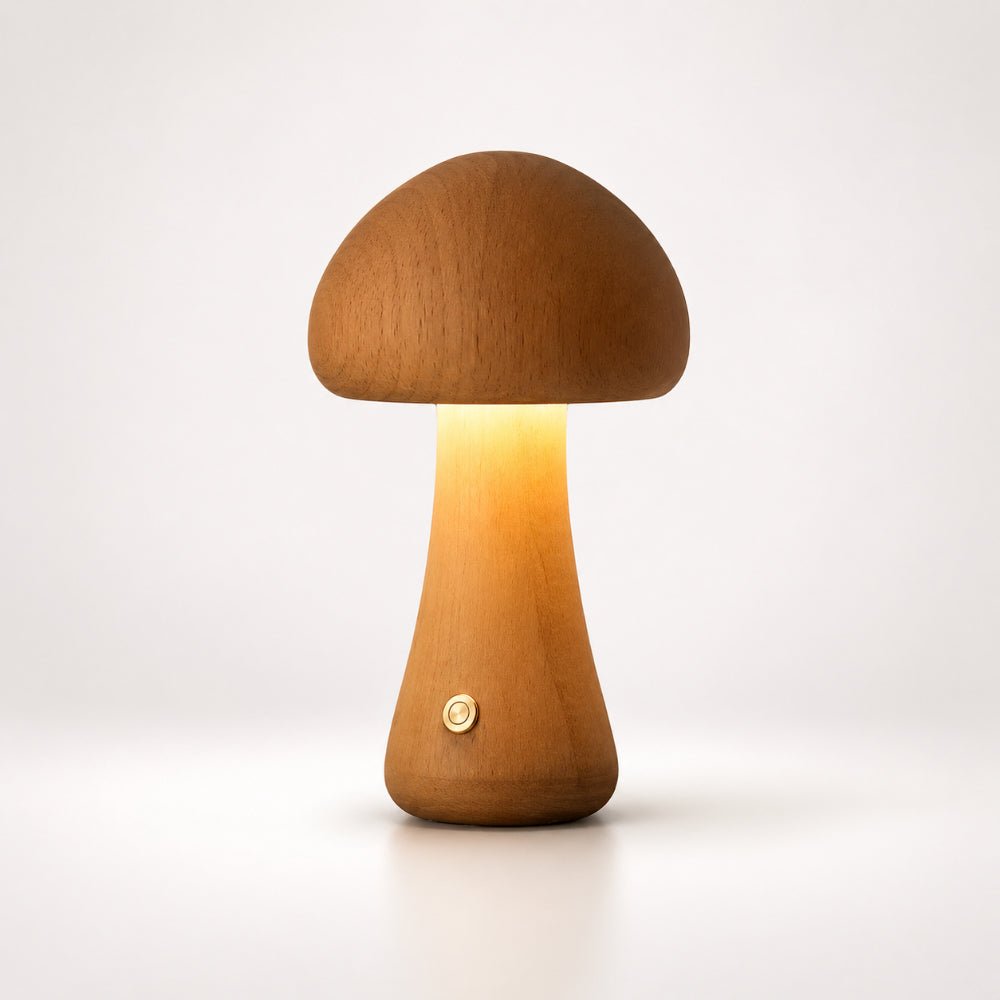 Pilz-Tischlampe | Nördisches Holzdesign mit Ambientenbeleuchtung-Lamp-SeemSeem