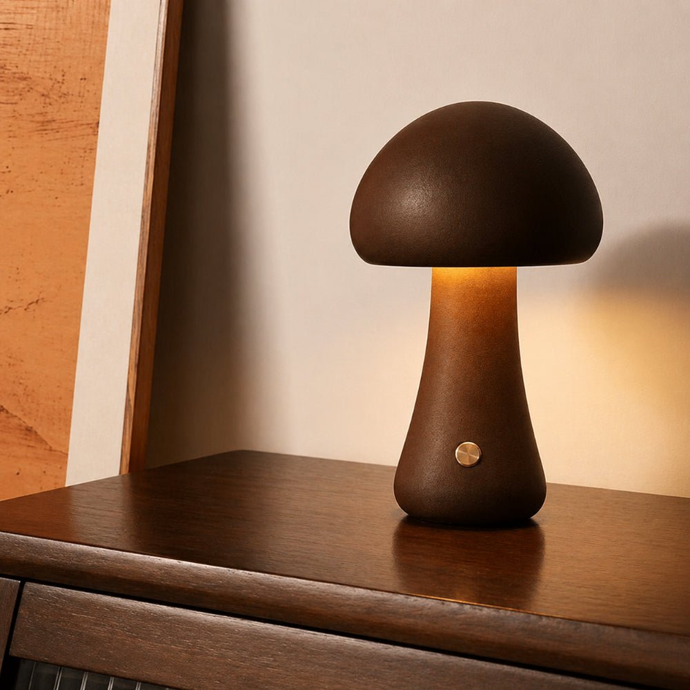 Pilz-Tischlampe | Nordisches Holzdesign mit Umgebungslicht-Lamp-SeemSeem