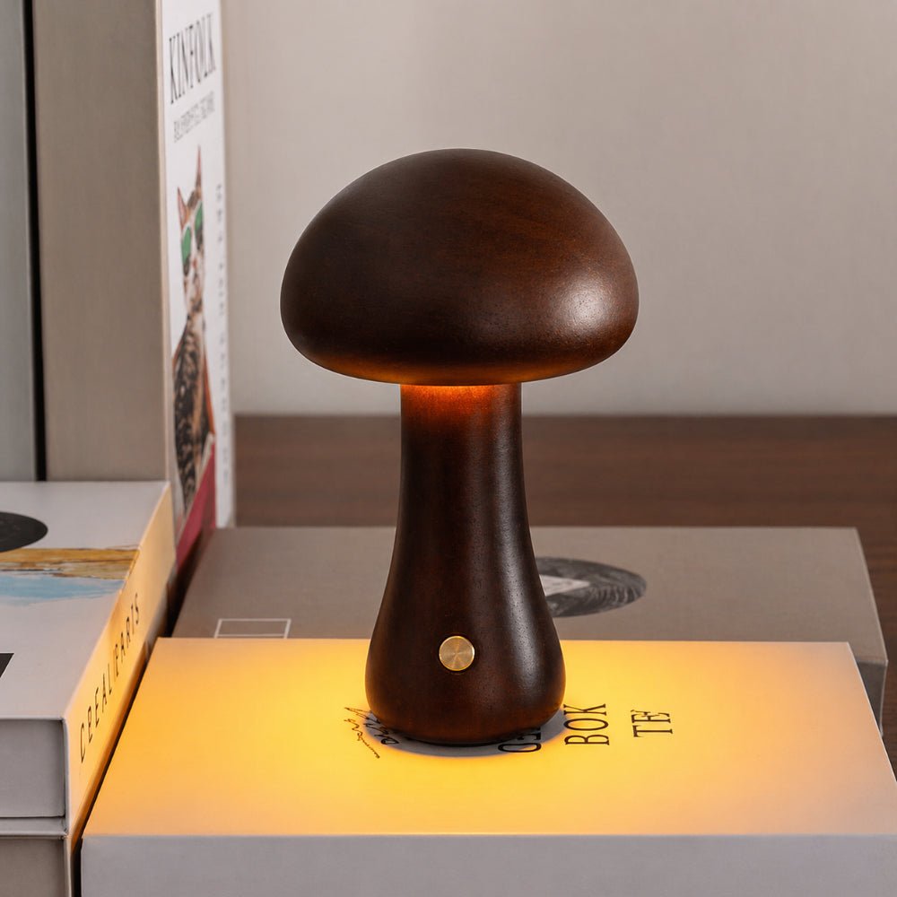 Pilz-Tischlampe | Nördisches Holzdesign mit Ambientenbeleuchtung-Lamp-SeemSeem