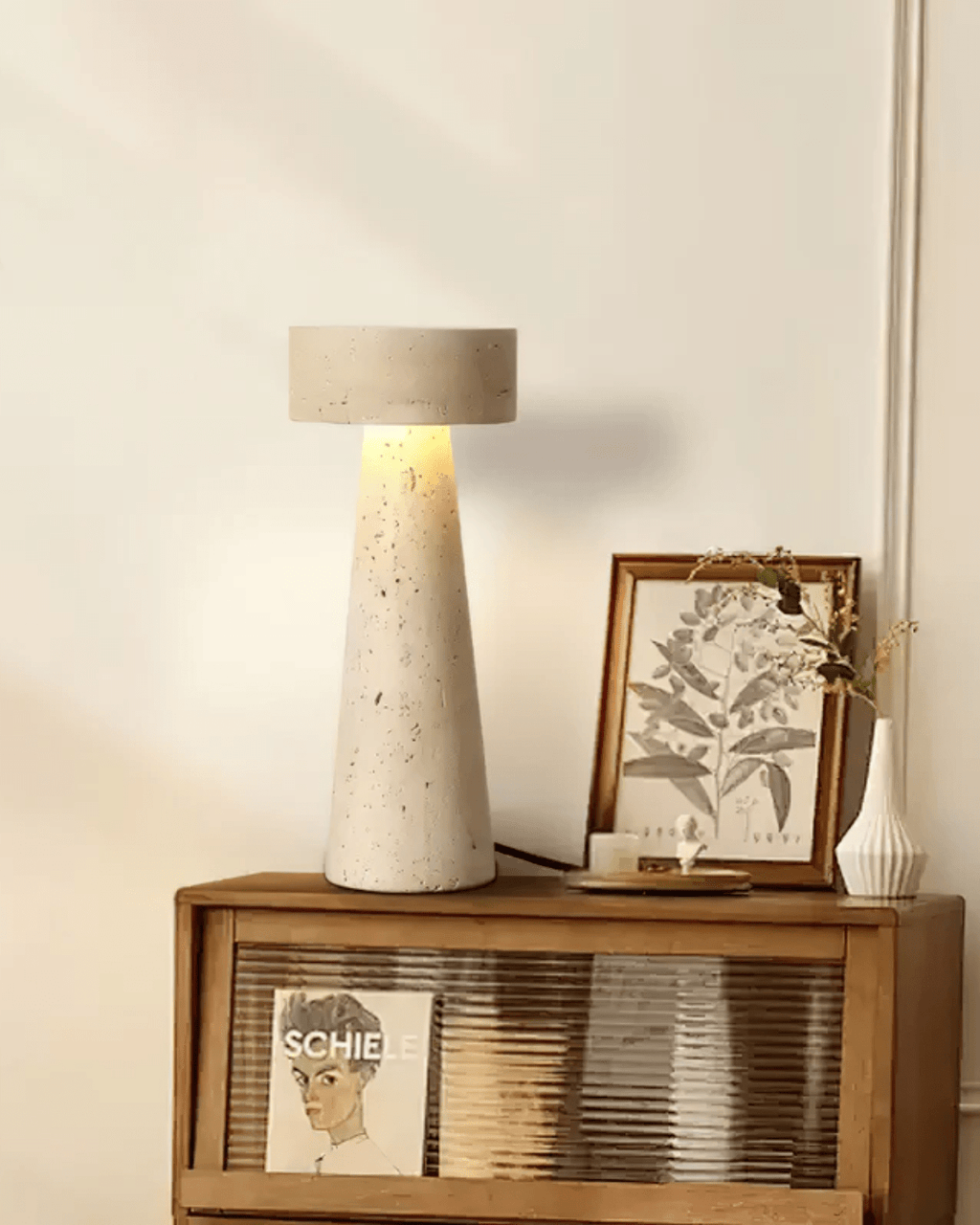 Lámpara De Mesa Travertino | Diseño Escultural Minimalista-Lamp-SeemSeem