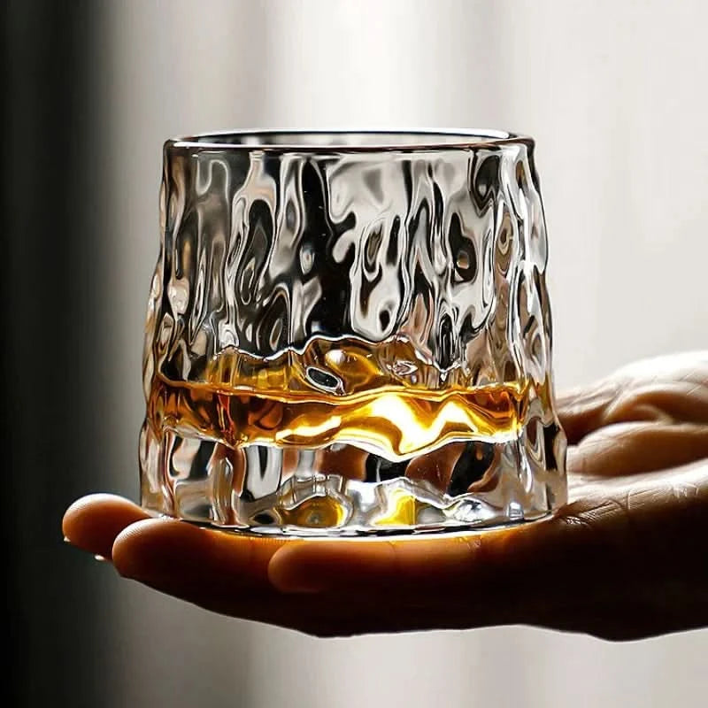 Vaso de Cristal Texturizado | Patrón Geométrico Transparente Para Whisky y Cócteles-glasses-SeemSeem