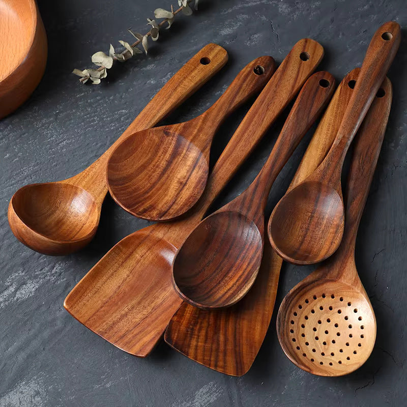 Utensilios De Cocina | Cucharón De Madera-Kitchen Utensil Set-SeemSeem