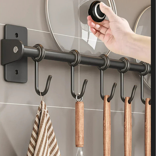 Barra De Cocina Con Ganchos | Soporte Colgante Para Utensilios Y Tapas-Rack-SeemSeem