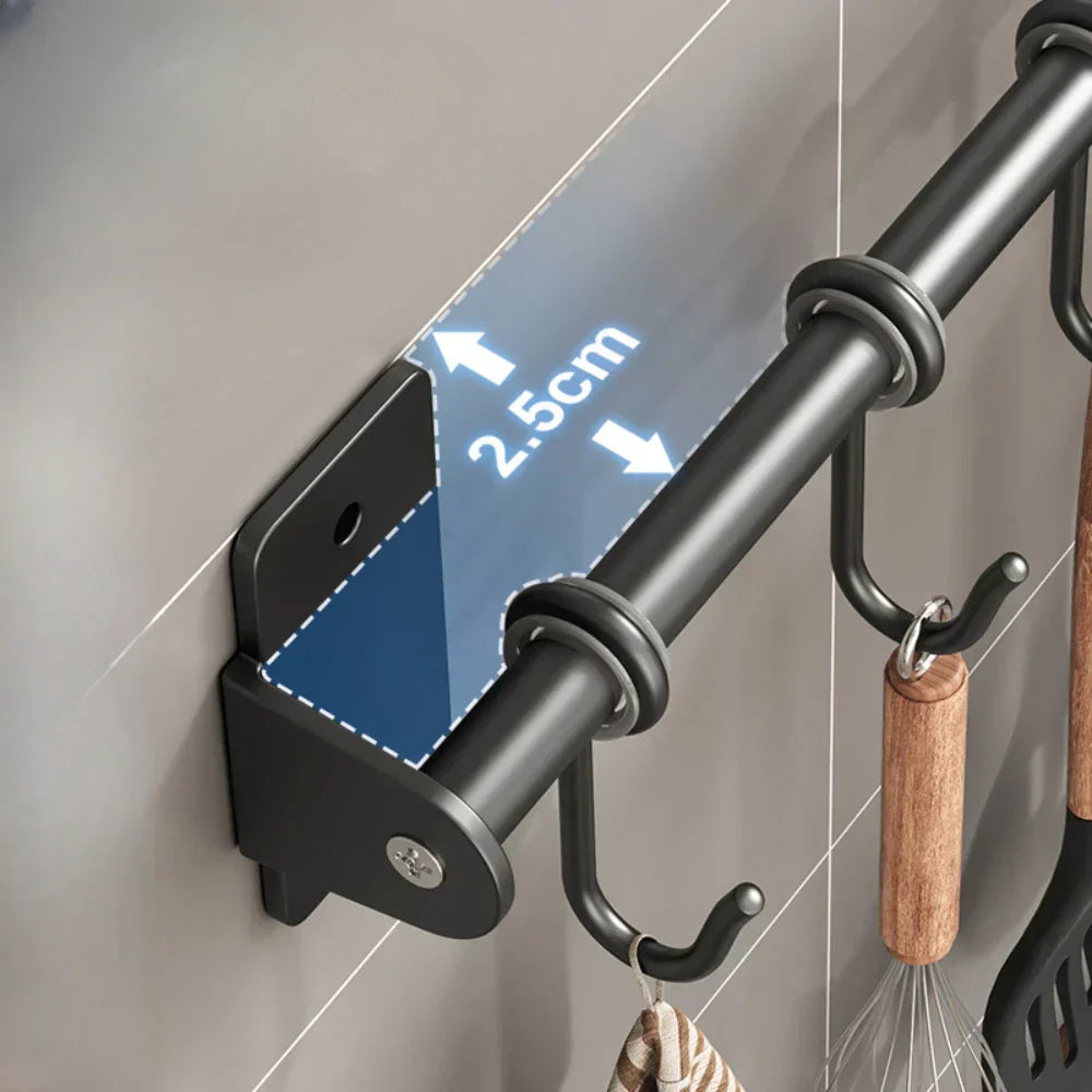 Barra De Cocina Con Ganchos | Soporte Colgante Para Utensilios Y Tapas-Rack-SeemSeem