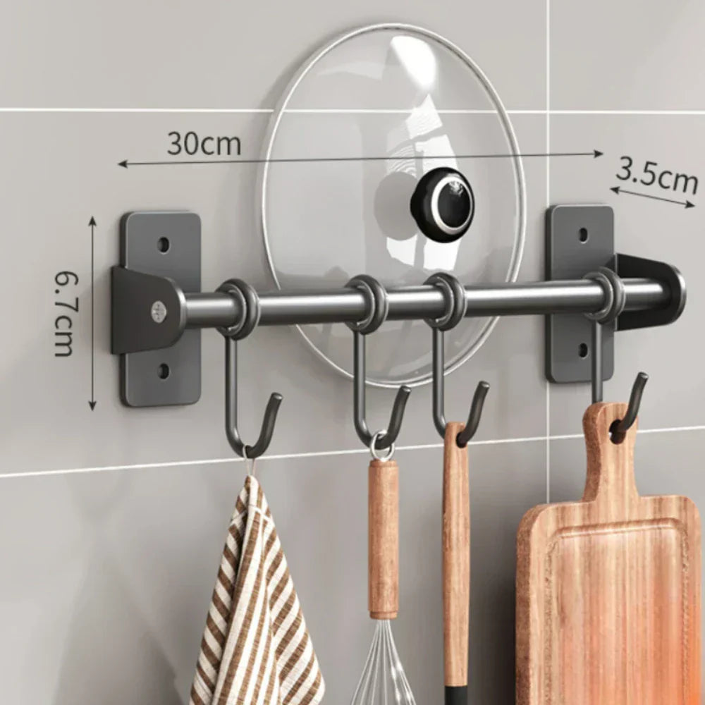 Barra De Cocina Con Ganchos | Soporte Colgante Para Utensilios Y Tapas-Rack-SeemSeem
