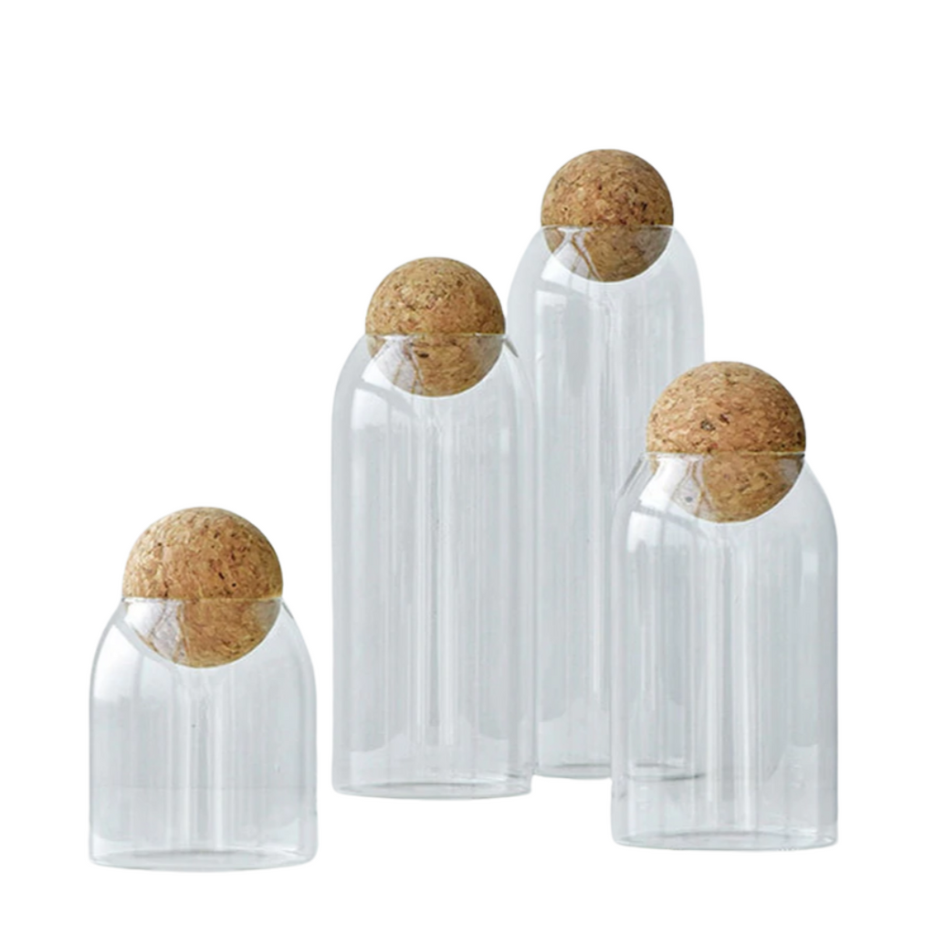 Botellas Decorativas De Vidrio Con Tapón Esférico | Frascos Minimalistas De Exhibición-Containers-SeemSeem