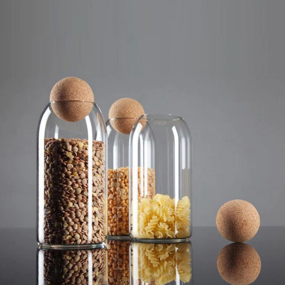 Botellas Decorativas De Vidrio Con Tapón Esférico | Frascos Minimalistas De Exhibición-Containers-SeemSeem