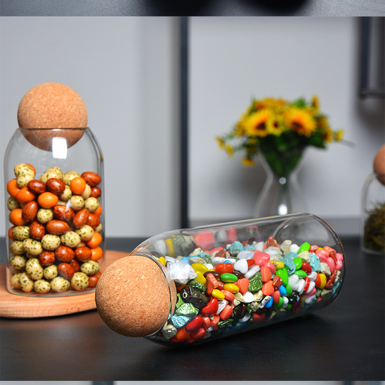 Botellas Decorativas De Vidrio Con Tapón Esférico | Frascos Minimalistas De Exhibición-Containers-SeemSeem