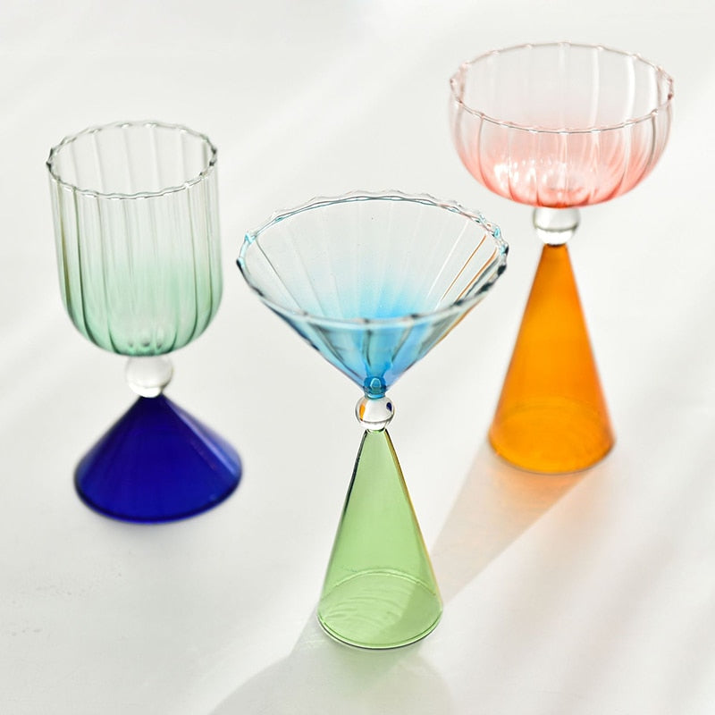 Copa Decorativa Escultural | Base Cónica Geométrica-drinkware-SeemSeem