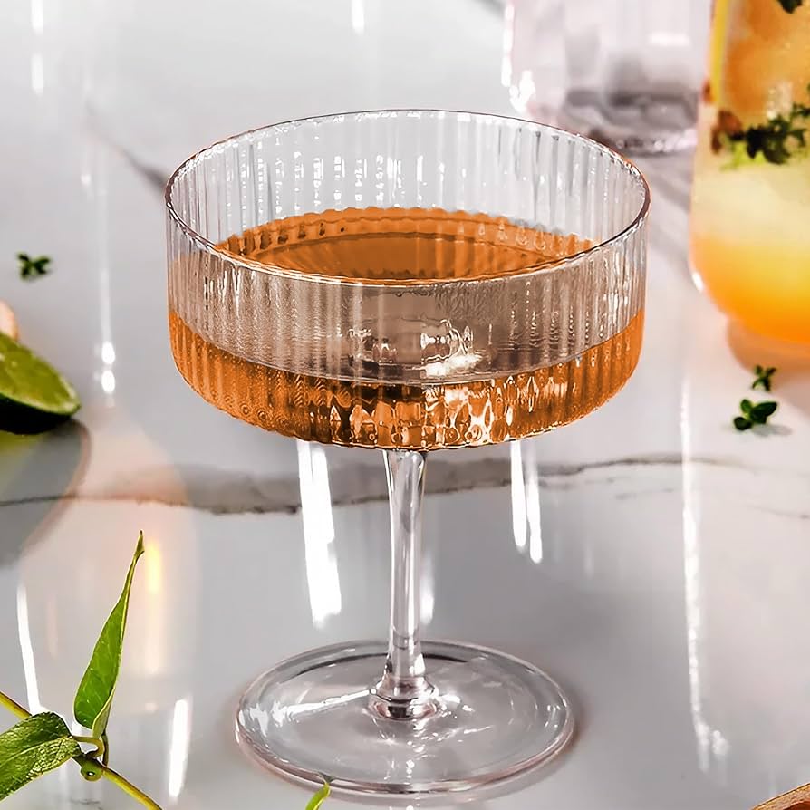 Copas De Cóctel De Cristal | Diseño Coupe Estriado-Glass-SeemSeem