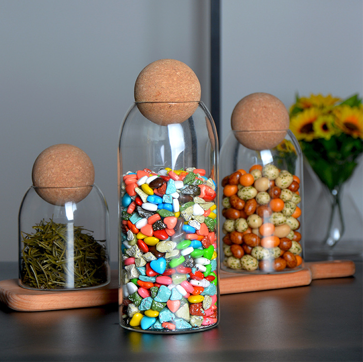 Botellas Decorativas De Vidrio Con Tapón Esférico | Frascos Minimalistas De Exhibición-Containers-SeemSeem
