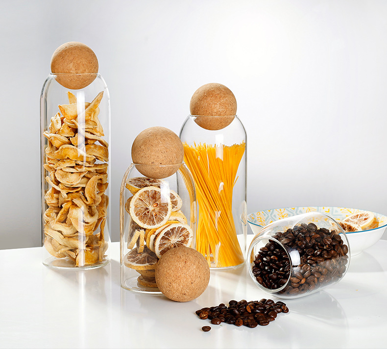 Botellas Decorativas De Vidrio Con Tapón Esférico | Frascos Minimalistas De Exhibición-Containers-SeemSeem