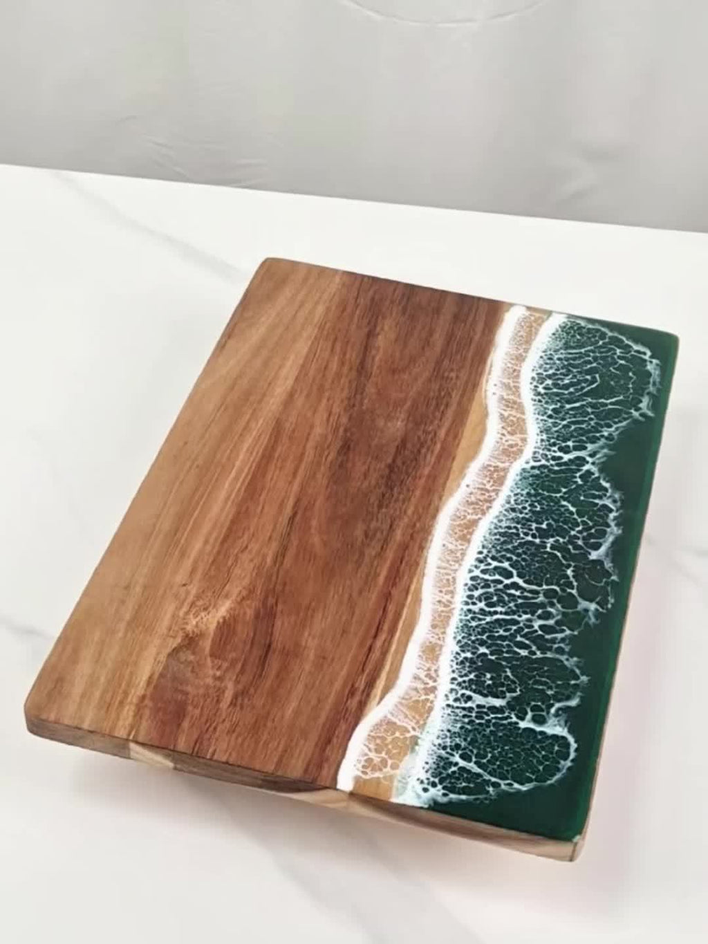 Tabla De Cortar Artesanal | Tabla De Madera Con Diseño Océano En Resina-cutting-SeemSeem