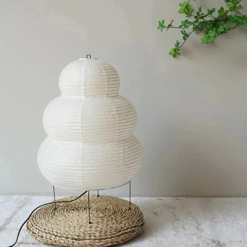 Lámpara de Pie Estilo Japandi | Pantalla de Papel Decorativa de Tres Niveles-Lamp-SeemSeem