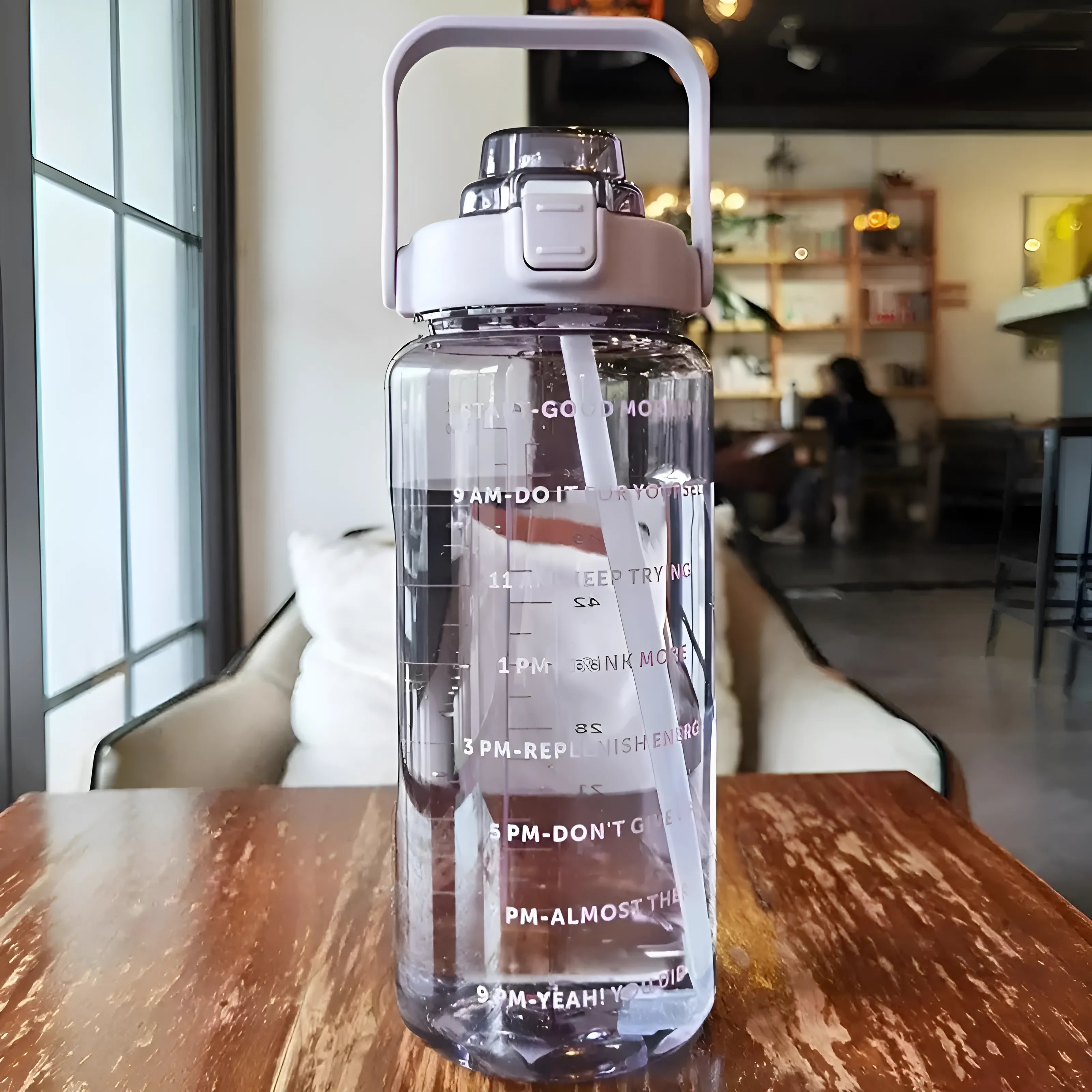 Motivationsflasche mit Trinkstrohhalm | Zeitmarkierung für die tägliche Hydratation-bottles-SeemSeem