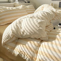 Juego de Cama a Rayas Beige | Patrón Horizontal Fundas y Ropa de Cama-bedding-SeemSeem