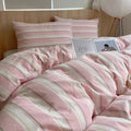 Juego de Cama a Rayas Rosa | Patrón Horizontal Fundas y Ropa de Cama-Bedding-SeemSeem