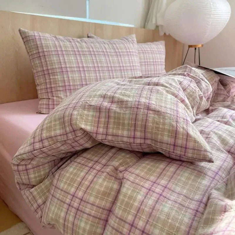 Juego de Cama a Rayas Rosa | Patrón Horizontal Fundas y Ropa de Cama-Bedding-SeemSeem