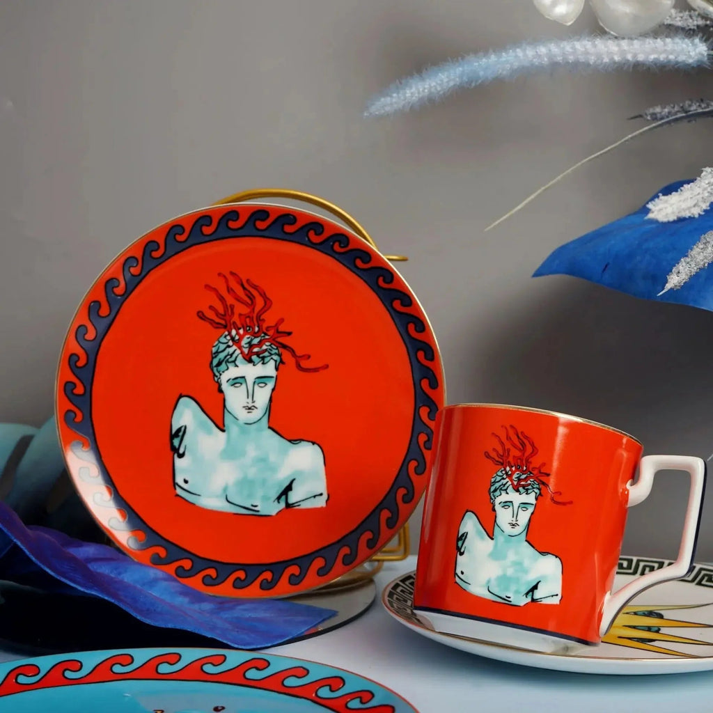 Mediterrane künstlerische Teller-Set | Dekorative Geschirr mit klassischen Motiven - Teller - SeemSeem