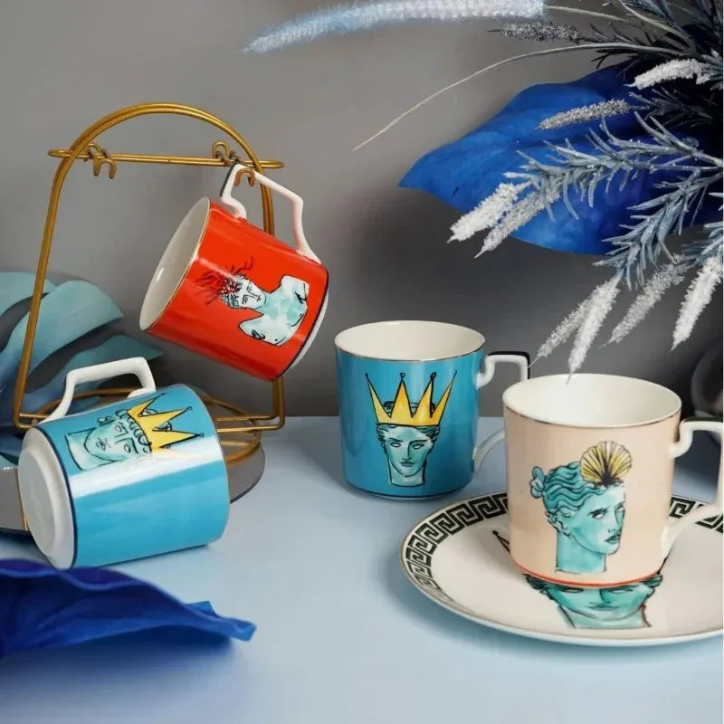 Künstlerische mediterrane Teller-Set | Dekorative Geschirr mit klassischen Motiven – SeemSeem