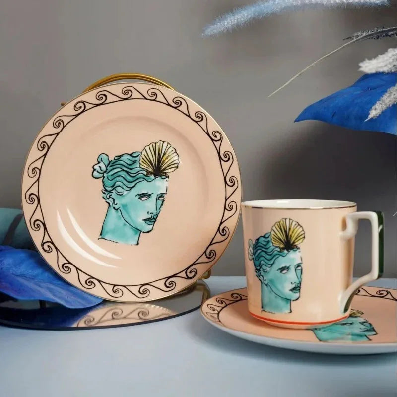 Mediterrane Künstlerisches Teller-Set | Dekorative Geschirr mit klassischen Motiven-plates-SeemSeem