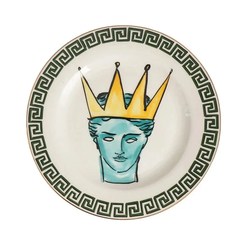 Künstlerisches mediterranes Teller-Set | Dekoratives Geschirr mit klassischen Motiven-plates-SeemSeem