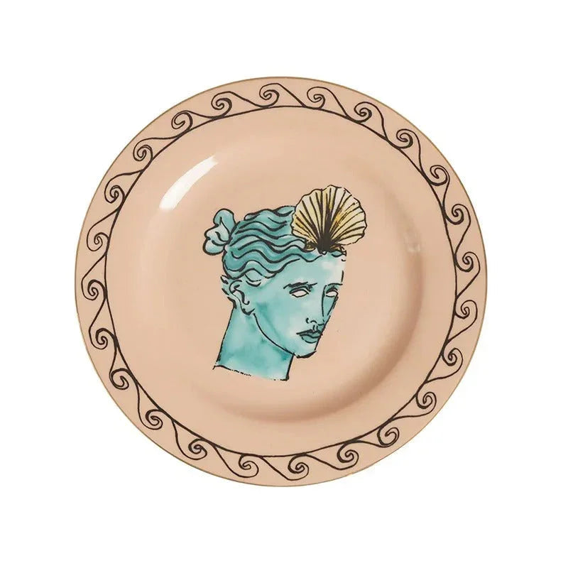 Mediterrane Künstlerisches Teller-Set | Dekorative Geschirr mit klassischen Motiven – SeemSeem