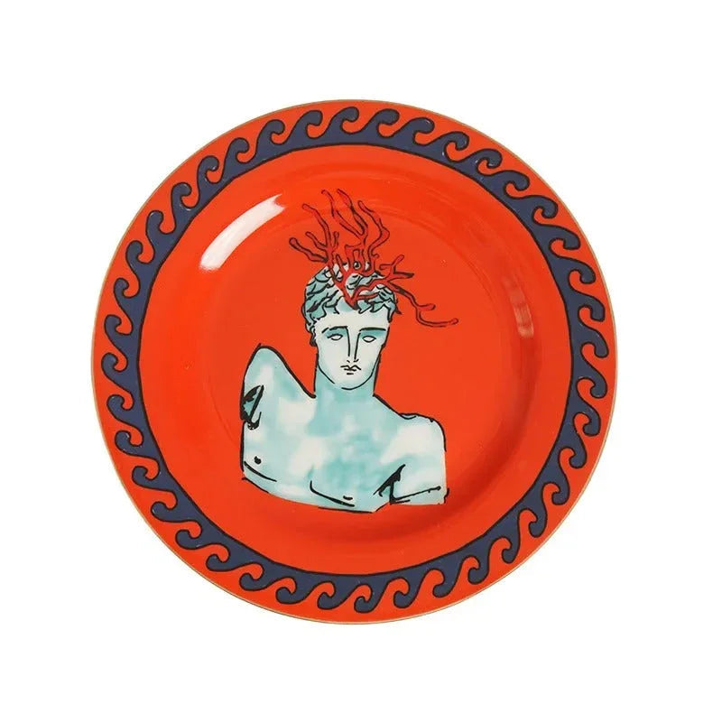 Mediterrane Künstlerische Teller-Set | Dekorative Geschirr mit klassischen Motiven-Plates-SeemSeem