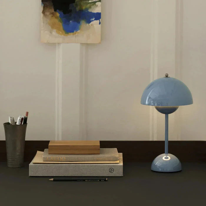 Lámpara de Mesa Semiesférica Verde | Pantalla Curva Base Circular Para Iluminación Interior-Lamp-SeemSeem