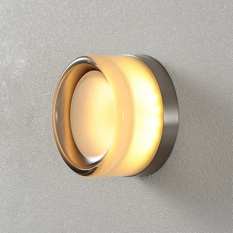 Circular Amber Wall Light | Round Shape Integrated Lighting Indoor Use-Lamp-SeemSeem
